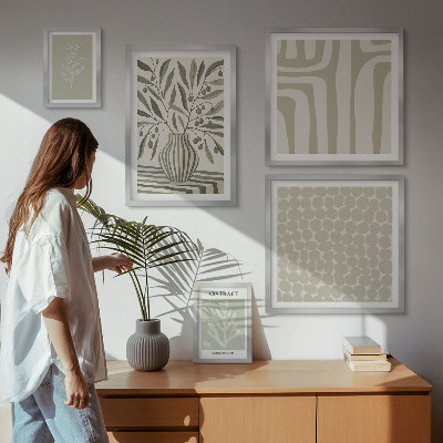 Ensemble de 5 tableaux Motifs végétaux scandinaves