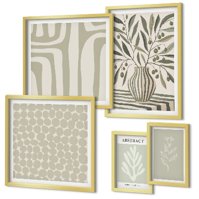 Ensemble de 5 tableaux Motifs végétaux scandinaves