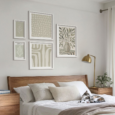 Ensemble de 5 tableaux Motifs végétaux scandinaves