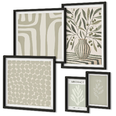 Ensemble de 5 tableaux Motifs végétaux scandinaves