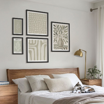 Ensemble de 5 tableaux Motifs végétaux scandinaves