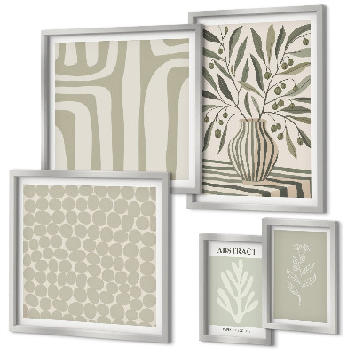 Ensemble de 5 tableaux Motifs végétaux scandinaves