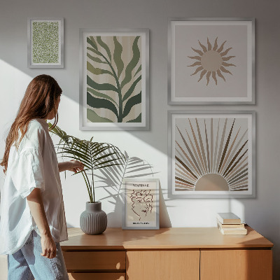 Lot de tableaux encadrés Graphismes végétaux abstraits et stylés