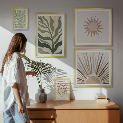 Lot de tableaux encadrés Graphismes végétaux abstraits et stylés
