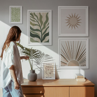 Lot de tableaux encadrés Graphismes végétaux abstraits et stylés