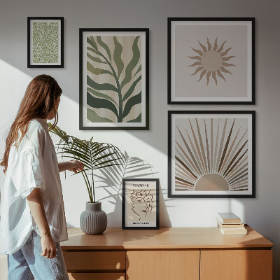 Lot de tableaux encadrés Graphismes végétaux abstraits et stylés
