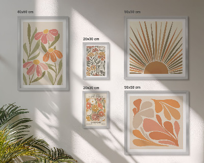 Ensemble de 5 tableaux Fleurs géométriques de style bohème
