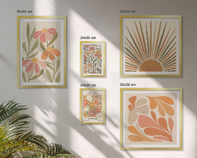 Ensemble de 5 tableaux Fleurs géométriques de style bohème
