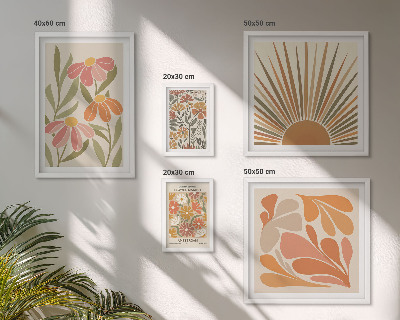 Ensemble de 5 tableaux Fleurs géométriques de style bohème