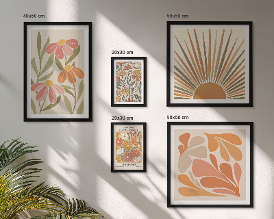 Ensemble de 5 tableaux Fleurs géométriques de style bohème