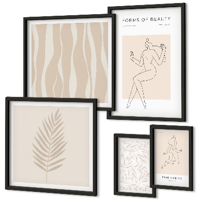 Ensemble de 5 tableaux Des graphismes stylés de femmes et de plantes