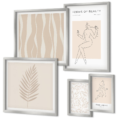 Ensemble de 5 tableaux Des graphismes stylés de femmes et de plantes