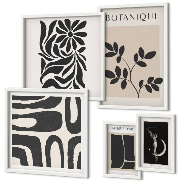 Lot de tableaux encadrés Motifs végétaux modernes