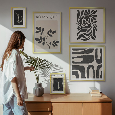 Lot de tableaux encadrés Motifs végétaux modernes