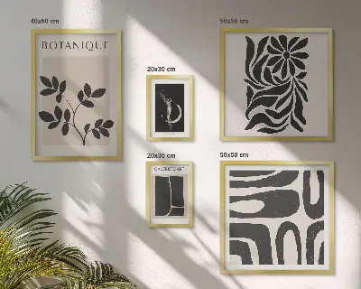 Lot de tableaux encadrés à motifs végétaux modernes