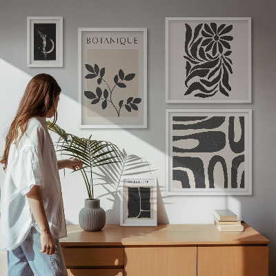 Lot de tableaux encadrés Motifs végétaux modernes