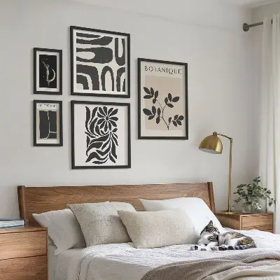 Lot de tableaux encadrés à motifs végétaux modernes