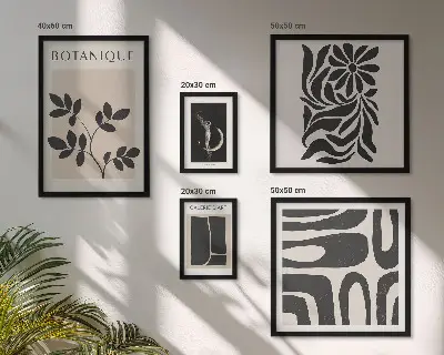 Lot de tableaux encadrés à motifs végétaux modernes