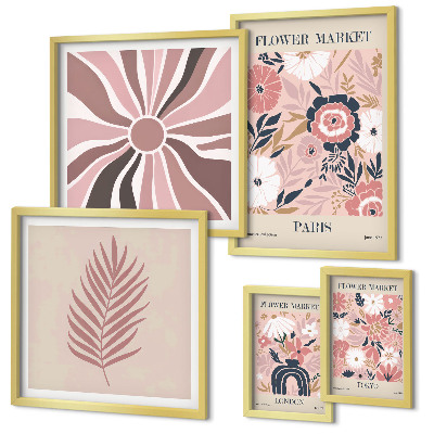 Ensemble de 5 tableaux Marchés aux fleurs de style bohème