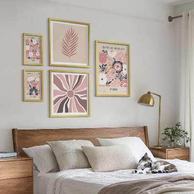 Ensemble de 5 tableaux Marchés aux fleurs de style bohème