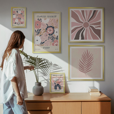 Ensemble de 5 tableaux Marchés aux fleurs de style bohème