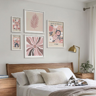 Ensemble de 5 tableaux Marchés aux fleurs de style bohème