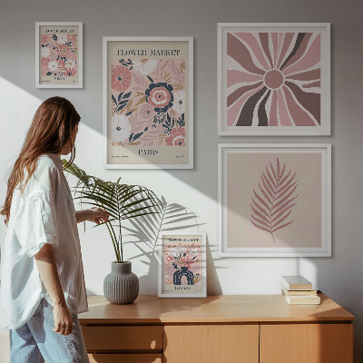 Ensemble de 5 tableaux Marchés aux fleurs de style bohème