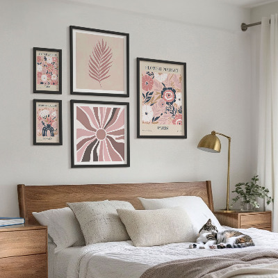 Ensemble de 5 tableaux Marchés aux fleurs de style bohème