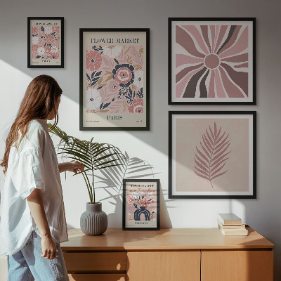 Ensemble de 5 tableaux Marchés aux fleurs de style bohème