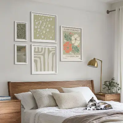 Tableau de décoration murale avec motifs végétaux et bohèmes