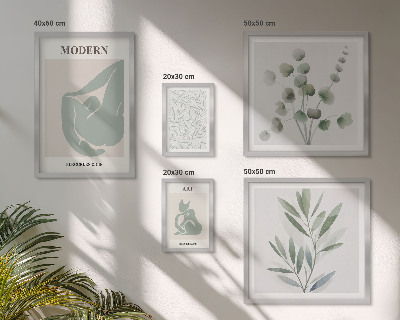 Lot de tableaux encadrés Graphismes végétaux et abstraits stylés
