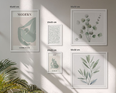 Lot de tableaux encadrés Graphismes végétaux et abstraits stylés