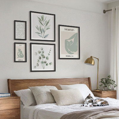 Lot de tableaux encadrés Graphismes végétaux et abstraits stylés
