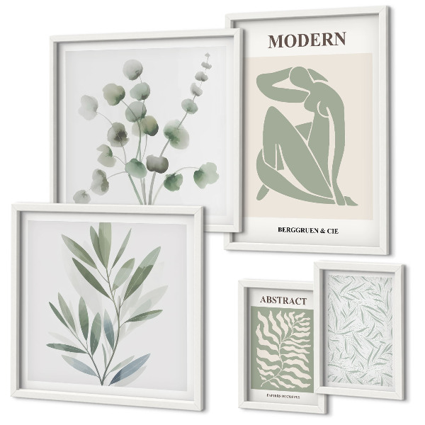 Ensemble de 5 tableaux Motifs décoratifs végétaux élégants