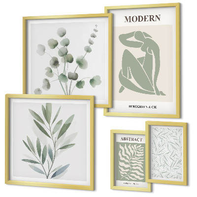 Ensemble de 5 tableaux Motifs décoratifs végétaux élégants