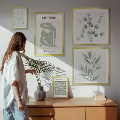 Ensemble de 5 tableaux Motifs décoratifs végétaux élégants