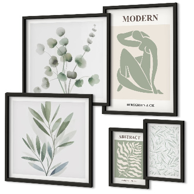 Ensemble de 5 tableaux Motifs décoratifs végétaux élégants