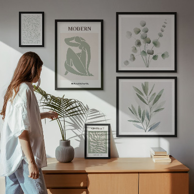 Ensemble de 5 tableaux Motifs décoratifs végétaux élégants