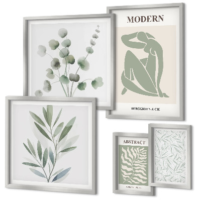Ensemble de 5 tableaux Motifs décoratifs végétaux élégants