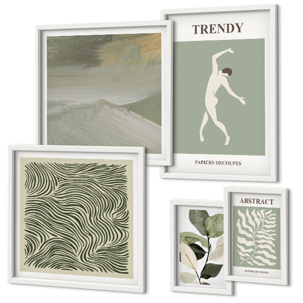Lot de tableaux encadrés Plantes abstraites élégantes