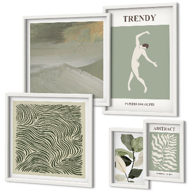 Lot de tableaux encadrés Plantes abstraites élégantes