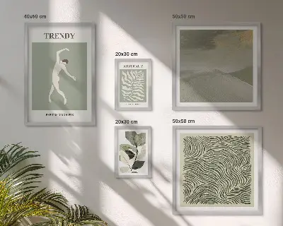 Plantes abstraites élégantes lot de tableaux encadrés