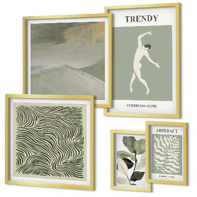 Lot de tableaux encadrés Plantes abstraites élégantes
