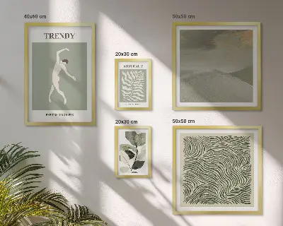 Plantes abstraites élégantes lot de tableaux encadrés