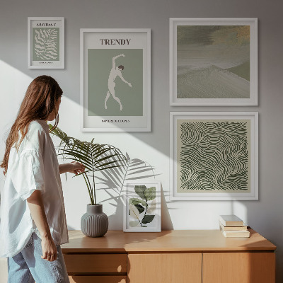 Lot de tableaux encadrés Plantes abstraites élégantes