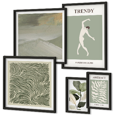 Lot de tableaux encadrés Plantes abstraites élégantes