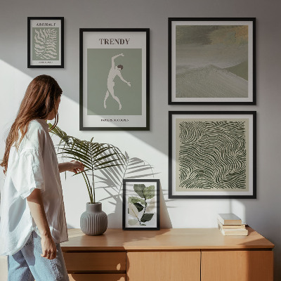 Lot de tableaux encadrés Plantes abstraites élégantes