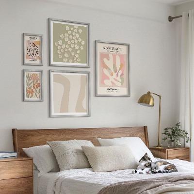 Ensemble de 5 tableaux Intérieur élégant à fleurs abstraites
