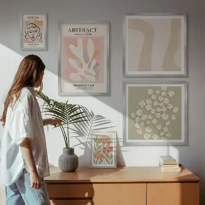 Tableaux décoratifs fleurs abstraites ensemble de 5 pièces pour intérieur élégant