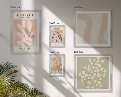 Tableaux décoratifs fleurs abstraites ensemble de 5 pièces pour intérieur élégant